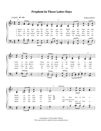 Thumbnail of first page of Prophets In These Latter Days piano sheet music PDF by Andrew Moore.
