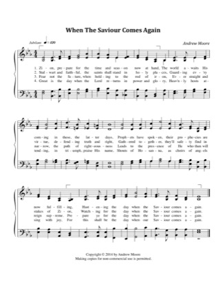 Thumbnail of first page of When The Saviour Comes Again piano sheet music PDF by Andrew Moore.