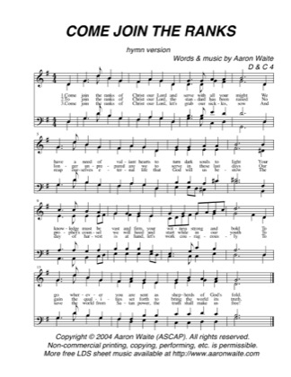 Thumbnail of first page of Come Join the Ranks piano sheet music PDF by Aaron Waite.