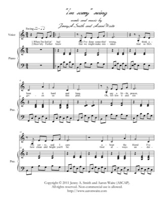 Thumbnail of first page of I'm Sorry piano sheet music PDF by Aaron Waite.