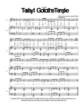 Thumbnail of first page of Today I Go to the Temple piano sheet music PDF by Aaron Waite.