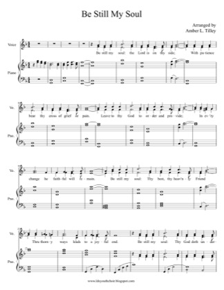 Thumbnail of first page of Be Still, My Soul piano sheet music PDF by Amber Tilley.