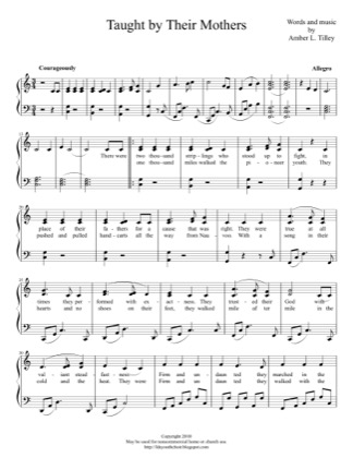 Thumbnail of first page of Taught By Their Mothers piano sheet music PDF by Amber Tilley.