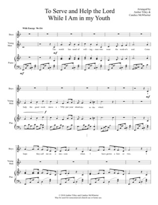 Thumbnail of first page of To Serve and Help the Lord While I Am in My Youth piano sheet music PDF by Amber Tilley.