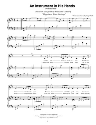 Thumbnail of first page of An Instrument in His Hands piano sheet music PDF by Amy Webb.