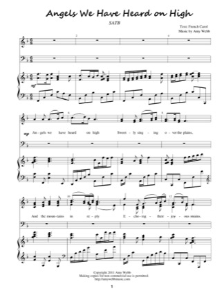 Thumbnail of first page of Angels We Have Heard on High piano sheet music PDF by Amy Webb.
