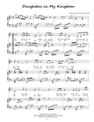 Thumbnail of first page of Daughters in My Kingdom piano sheet music PDF by Amy Webb.
