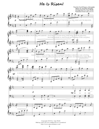 Thumbnail of first page of He is Risen piano sheet music PDF by Amy Webb.