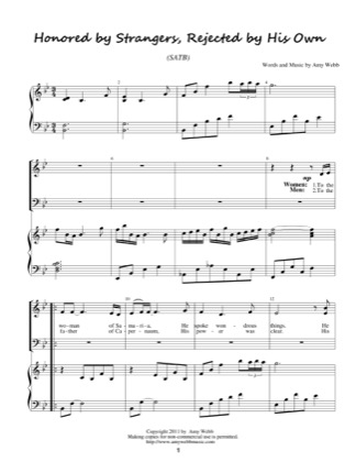 Thumbnail of first page of Honored by Strangers, Rejected by His Own piano sheet music PDF by Amy Webb.