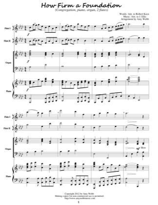 Thumbnail of first page of How Firm a Foundation piano sheet music PDF by Amy Webb.