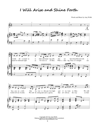 Thumbnail of first page of I Will Arise and Shine Forth piano sheet music PDF by Amy Webb.