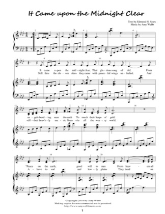 Thumbnail of first page of It Came Upon a Midnight Clear piano sheet music PDF by Amy Webb.