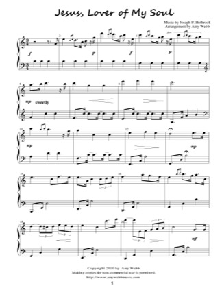 Thumbnail of first page of Jesus, Lover Of My Soul piano sheet music PDF by Amy Webb.