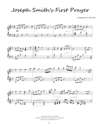 Thumbnail of first page of Joseph Smith's First Prayer piano sheet music PDF by Amy Webb.