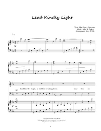 Thumbnail of first page of Lead Kindly Light piano sheet music PDF by Amy Webb.