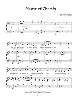 Thumbnail of first page of Master of Charity piano sheet music PDF by Amy Webb.