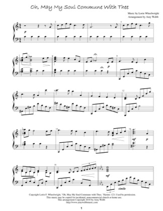 Thumbnail of first page of Oh May My Soul Commune with Thee piano sheet music PDF by Amy Webb.