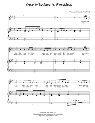 Thumbnail of first page of Our Mission Is Possible piano sheet music PDF by Amy Webb.
