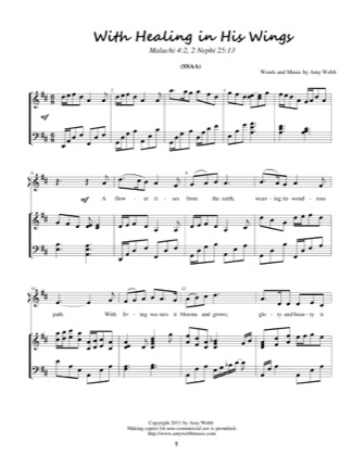Thumbnail of first page of With Healing in His Wings  piano sheet music PDF by Amy Webb.