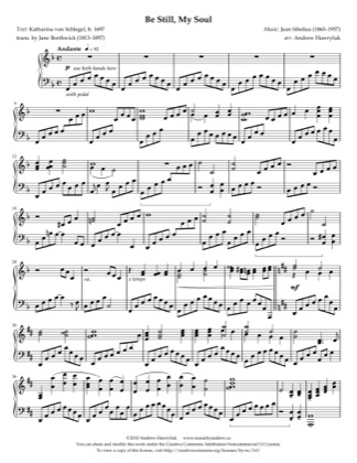 Thumbnail of first page of Be Still, My Soul piano sheet music PDF by Andrew Hawryluk.