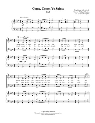 Thumbnail of first page of Come, Come Ye Saints piano sheet music PDF by Andrew Hawryluk.