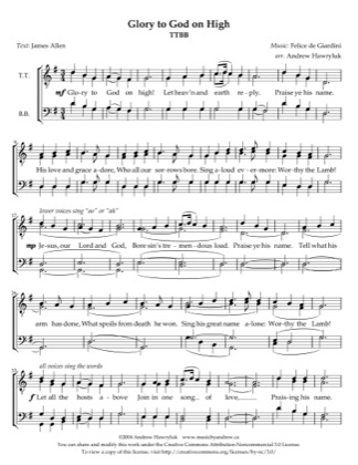 Thumbnail of first page of Glory to God on High piano sheet music PDF by Andrew Hawryluk.