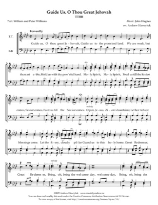 Thumbnail of first page of Guide Us, Oh Thou Great Jehovah piano sheet music PDF by Andrew Hawryluk.