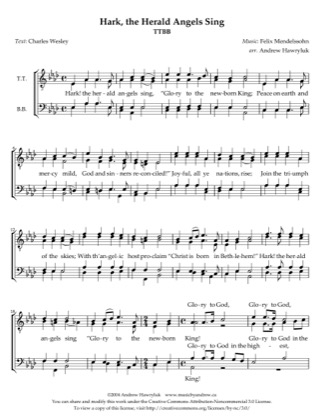 Thumbnail of first page of Hark! The Herald Angels Sing (4) piano sheet music PDF by Christmas.