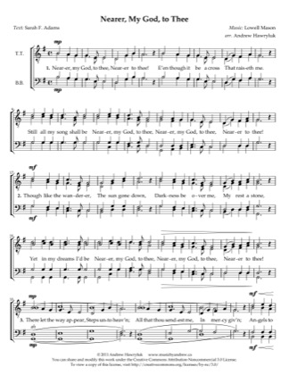 Thumbnail of first page of Nearer, My God to Thee piano sheet music PDF by Andrew Hawryluk.