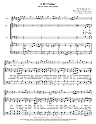 Thumbnail of first page of O My Father piano sheet music PDF by Andrew Hawryluk.
