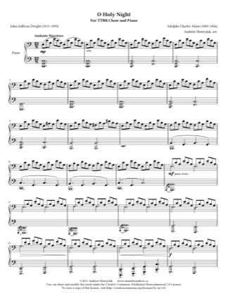 Thumbnail of first page of Oh Holy Night piano sheet music PDF by Andrew Hawryluk.