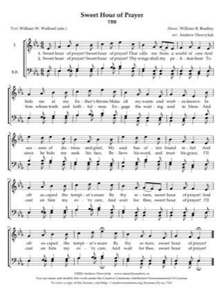 Thumbnail of first page of Sweet Hour of Prayer piano sheet music PDF by Andrew Hawryluk.