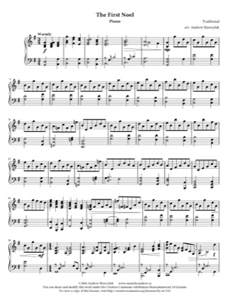 Thumbnail of first page of The First Noel (3) piano sheet music PDF by Christmas.