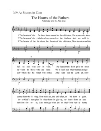 Thumbnail of first page of The Hearts of the Fathers piano sheet music PDF by Ann Cue.