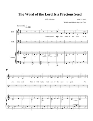 Thumbnail of first page of The Word of the Lord is a Precious Seed piano sheet music PDF by Ann Cue.