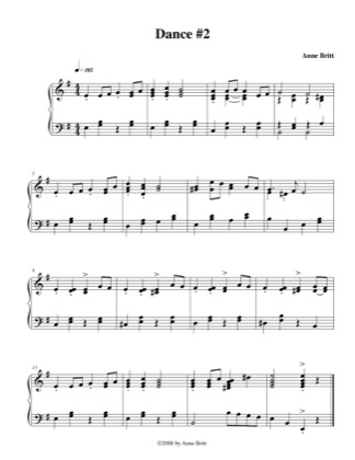Thumbnail of first page of Dance # 2 piano sheet music PDF by Anne Britt.