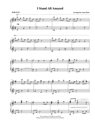 Thumbnail of first page of I Stand All Amazed piano sheet music PDF by Anne Britt.