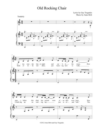 Thumbnail of first page of Old Rocking Chair piano sheet music PDF by Anne Britt.