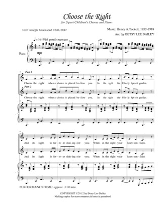 Thumbnail of first page of Choose the Right piano sheet music PDF by Betsy Bailey.