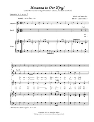 Thumbnail of first page of Hosanna to Our King piano sheet music PDF by Betsy Bailey.