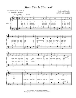 Thumbnail of first page of How Far is Heaven? piano sheet music PDF by Betsy Bailey.