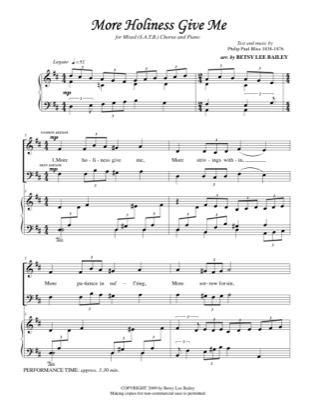 Thumbnail of first page of More Holiness Give Me piano sheet music PDF by Betsy Bailey.