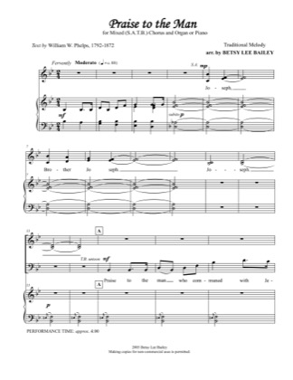 Thumbnail of first page of Praise to the Man piano sheet music PDF by Betsy Bailey.