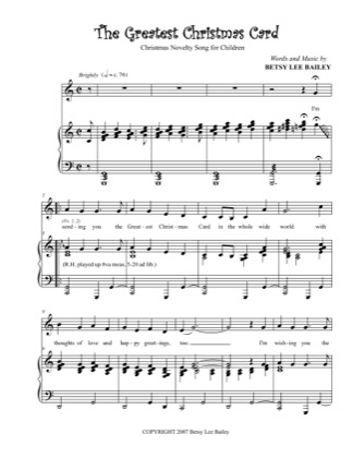 Thumbnail of first page of The Greatest Christmas Card piano sheet music PDF by Betsy Bailey.