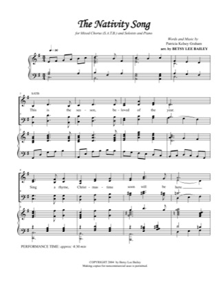 Thumbnail of first page of The Nativity Song piano sheet music PDF by Betsy Bailey.