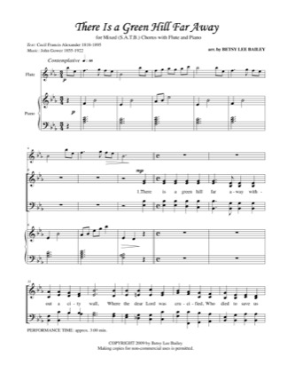 Thumbnail of first page of There is a Green Hill Far Away piano sheet music PDF by Betsy Bailey.