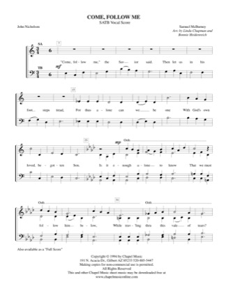 Thumbnail of first page of Come Follow Me (2) piano sheet music PDF by Bonnie Heidenreich.