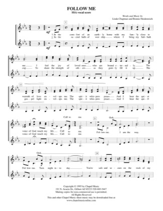 Thumbnail of first page of Come Follow Me (3) piano sheet music PDF by Bonnie Heidenreich.