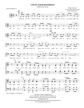 Thumbnail of first page of Count Your Blessings (vocal score) piano sheet music PDF by Bonnie Heidenreich.