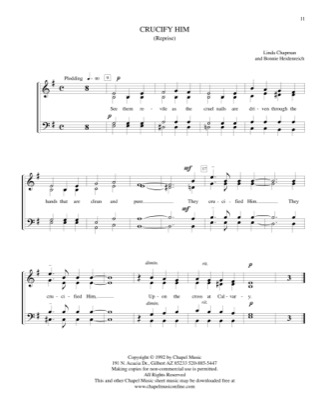 Thumbnail of first page of Crucify Him! Reprise piano sheet music PDF by Bonnie Heidenreich.